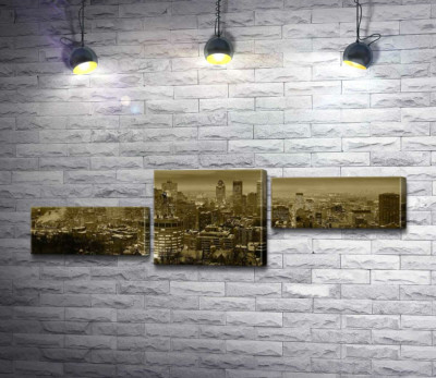 Ретро-стиль панорами хмарочосів сучасного мегаполісу