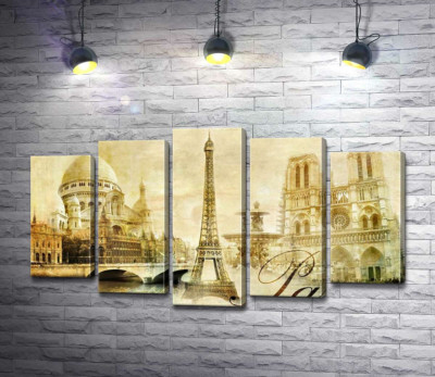 Головні будівлі Парижу: Ейфелева вежа (Eiffel tower), Нотр-Дам-де-Парі (Notre dame de Paris) та базиліка Сакре-Кер (Basilique du Sacre Cœur)