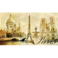 Главные здания Парижа: Эйфелева башня (Eiffel tower), Нотр-Дам-де-Пари (Notre dame de Paris) и базилика Сакре-Кер (Basilique du Sacre Cœur)