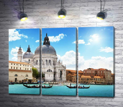 Модульна картина "Шедевр барокко, собор Санта-Марія-делла-Салуте (Basilica di Santa Maria della Salute), височить над Гранд-каналом (Canal Grande)"