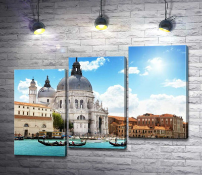 Модульная картина "Шедевр барокко, собор Санта-Мария-делла-Салуте (Basilica di Santa Maria della Salute), возвышается над Гранд-каналом (Canal Grande)"