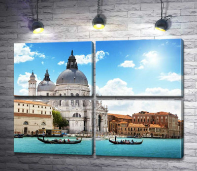 Модульная картина "Шедевр барокко, собор Санта-Мария-делла-Салуте (Basilica di Santa Maria della Salute), возвышается над Гранд-каналом (Canal Grande)"