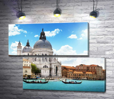 Модульна картина "Шедевр барокко, собор Санта-Марія-делла-Салуте (Basilica di Santa Maria della Salute), височить над Гранд-каналом (Canal Grande)"