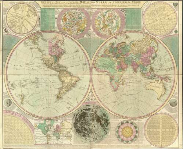 Карта земных полушарий Карингтона Боулса (Carington Bowles)