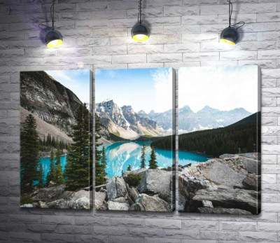 Модульная картина "Вид на озеро Морейн (Moraine Lake) со скалистой вершины"