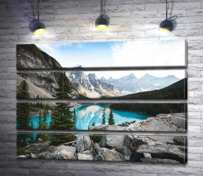Модульная картина "Вид на озеро Морейн (Moraine Lake) со скалистой вершины"