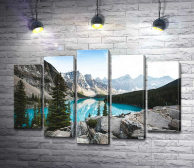 Модульная картина "Вид на озеро Морейн (Moraine Lake) со скалистой вершины"