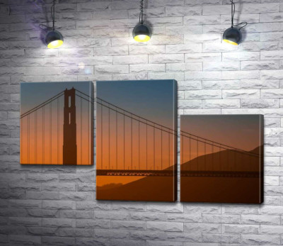 Модульна картина "Туманний вечір над мостом "Золоті ворота" (Golden Gate Bridge)"