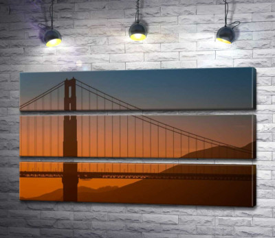 Модульная картина "Туманный вечер над мостом "Золотые ворота" (Golden Gate Bridge)"