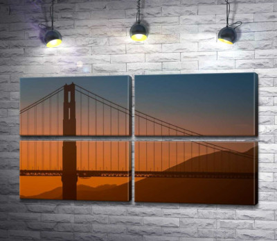 Модульна картина "Туманний вечір над мостом "Золоті ворота" (Golden Gate Bridge)"