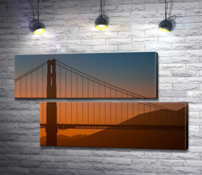 Модульна картина "Туманний вечір над мостом "Золоті ворота" (Golden Gate Bridge)"