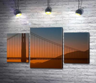 Модульна картина "Туманний вечір над мостом "Золоті ворота" (Golden Gate Bridge)"