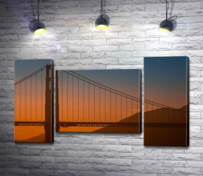 Модульная картина "Туманный вечер над мостом "Золотые ворота" (Golden Gate Bridge)"