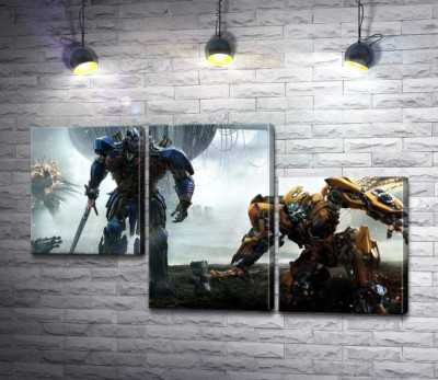 Модульная картина "Автоботы Оптимус Прайм (Optimus Prime) и Бамблби (Bumblebee) – герои фильма "Трансформеры" (Transformers)"