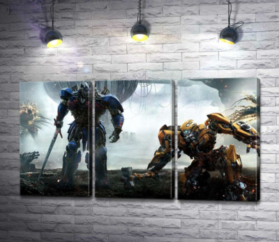 Модульна картина "Автоботи Оптімус Прайм (Optimus Prime) та  Бамблбі (Bumblebee) - герої фільму "Трансформери" (Transformers)"