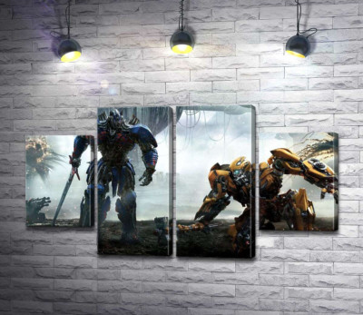 Модульная картина "Автоботы Оптимус Прайм (Optimus Prime) и Бамблби (Bumblebee) – герои фильма "Трансформеры" (Transformers)"