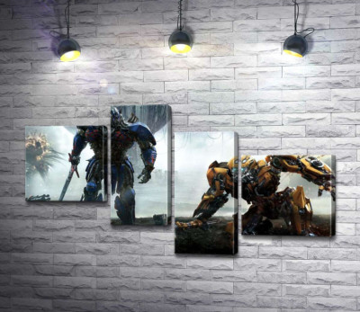 Модульная картина "Автоботы Оптимус Прайм (Optimus Prime) и Бамблби (Bumblebee) – герои фильма "Трансформеры" (Transformers)"