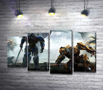 Модульна картина "Автоботи Оптімус Прайм (Optimus Prime) та  Бамблбі (Bumblebee) - герої фільму "Трансформери" (Transformers)"