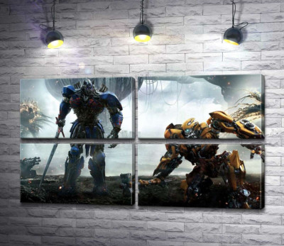 Автоботи Оптімус Прайм (Optimus Prime) та  Бамблбі (Bumblebee) - герої фільму "Трансформери" (Transformers)