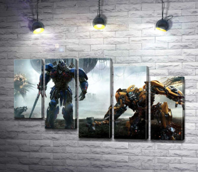 Модульна картина "Автоботи Оптімус Прайм (Optimus Prime) та  Бамблбі (Bumblebee) - герої фільму "Трансформери" (Transformers)"