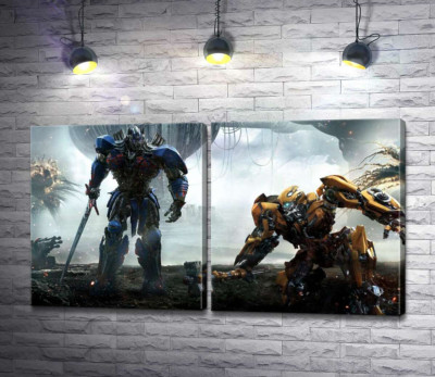 Автоботи Оптімус Прайм (Optimus Prime) та  Бамблбі (Bumblebee) - герої фільму "Трансформери" (Transformers)