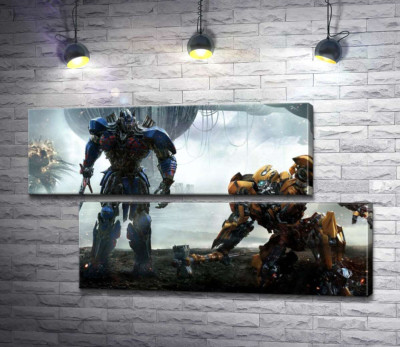 Модульна картина "Автоботи Оптімус Прайм (Optimus Prime) та  Бамблбі (Bumblebee) - герої фільму "Трансформери" (Transformers)"