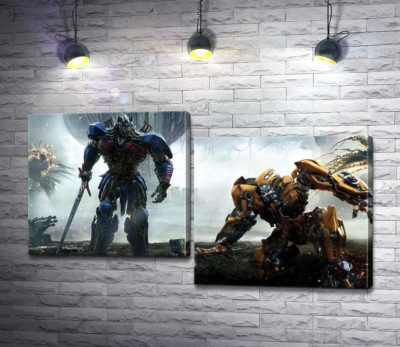 Модульна картина "Автоботи Оптімус Прайм (Optimus Prime) та  Бамблбі (Bumblebee) - герої фільму "Трансформери" (Transformers)"