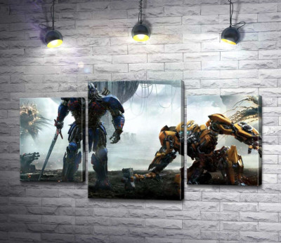 Модульна картина "Автоботи Оптімус Прайм (Optimus Prime) та  Бамблбі (Bumblebee) - герої фільму "Трансформери" (Transformers)"
