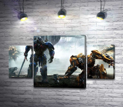 Модульная картина "Автоботы Оптимус Прайм (Optimus Prime) и Бамблби (Bumblebee) – герои фильма "Трансформеры" (Transformers)"