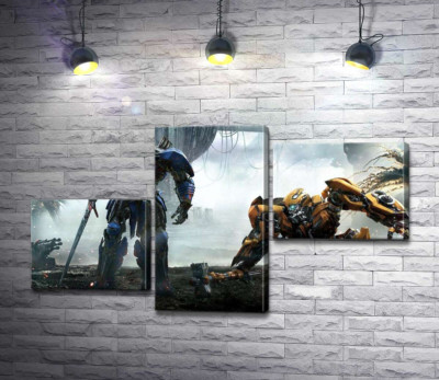 Модульная картина "Автоботы Оптимус Прайм (Optimus Prime) и Бамблби (Bumblebee) – герои фильма "Трансформеры" (Transformers)"