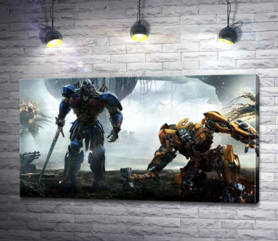 Автоботи Оптімус Прайм (Optimus Prime) та  Бамблбі (Bumblebee) - герої фільму "Трансформери" (Transformers)