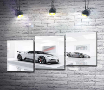 Білий блиск спортивного автомобіля Бугатті (Bugatti Centodieci)