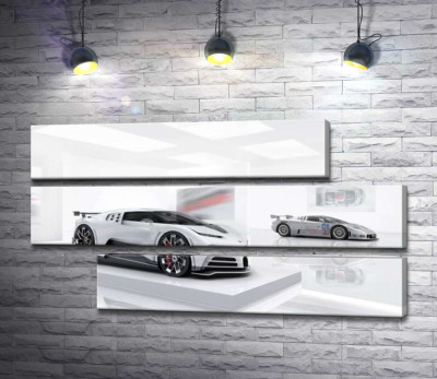 Білий блиск спортивного автомобіля Бугатті (Bugatti Centodieci)