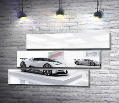 Белый блеск спортивного автомобиля Бугатти (Bugatti Centodieci)