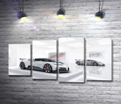 Білий блиск спортивного автомобіля Бугатті (Bugatti Centodieci)