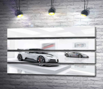 Білий блиск спортивного автомобіля Бугатті (Bugatti Centodieci)