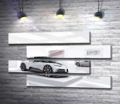 Модульна картина "Білий блиск спортивного автомобіля Бугатті (Bugatti Centodieci)"