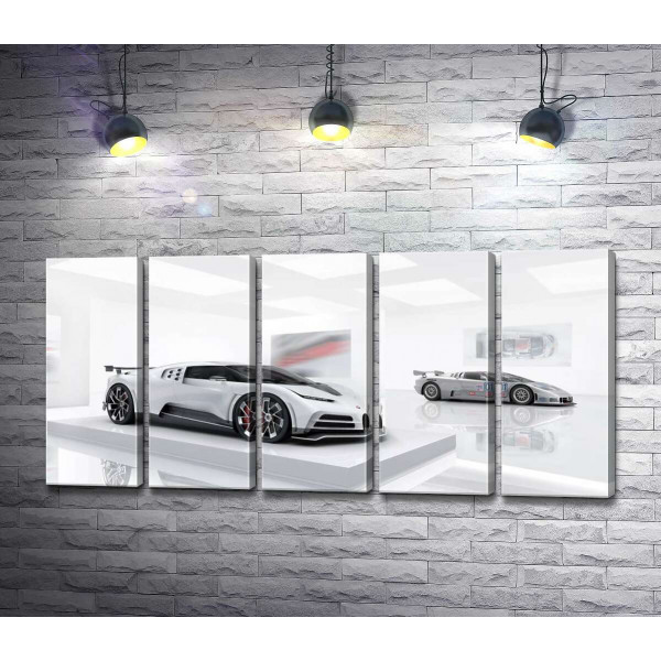 Белый блеск спортивного автомобиля Бугатти (Bugatti Centodieci)