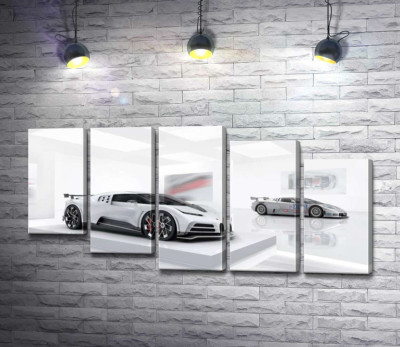 Белый блеск спортивного автомобиля Бугатти (Bugatti Centodieci)