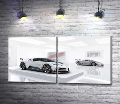 Белый блеск спортивного автомобиля Бугатти (Bugatti Centodieci)