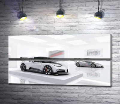 Білий блиск спортивного автомобіля Бугатті (Bugatti Centodieci)