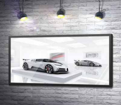 Постер "Білий блиск спортивного автомобіля Бугатті (Bugatti Centodieci)"