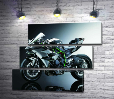 Модульная картина "Черный блеск мотоцикла Kawasaki Ninja"