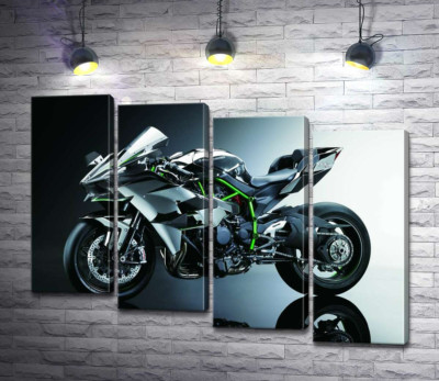 Модульна картина "Чорний блиск мотоцикла Kawasaki Ninja"
