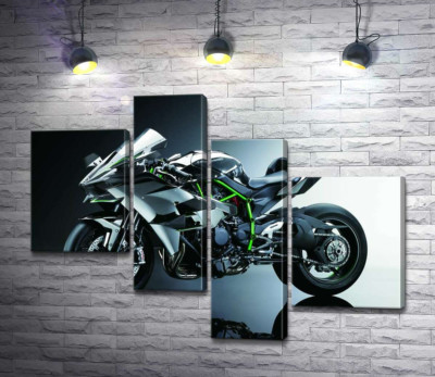 Модульна картина "Чорний блиск мотоцикла Kawasaki Ninja"