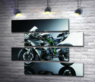 Модульная картина "Черный блеск мотоцикла Kawasaki Ninja"