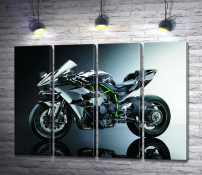 Модульная картина "Черный блеск мотоцикла Kawasaki Ninja"
