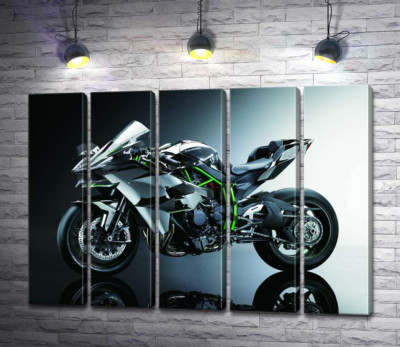 Модульная картина "Черный блеск мотоцикла Kawasaki Ninja"