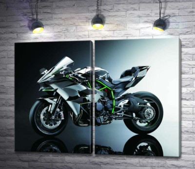 Модульная картина "Черный блеск мотоцикла Kawasaki Ninja"