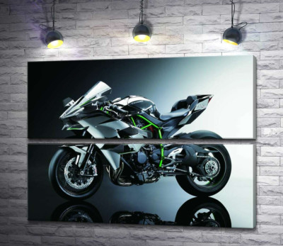 Модульна картина "Чорний блиск мотоцикла Kawasaki Ninja"